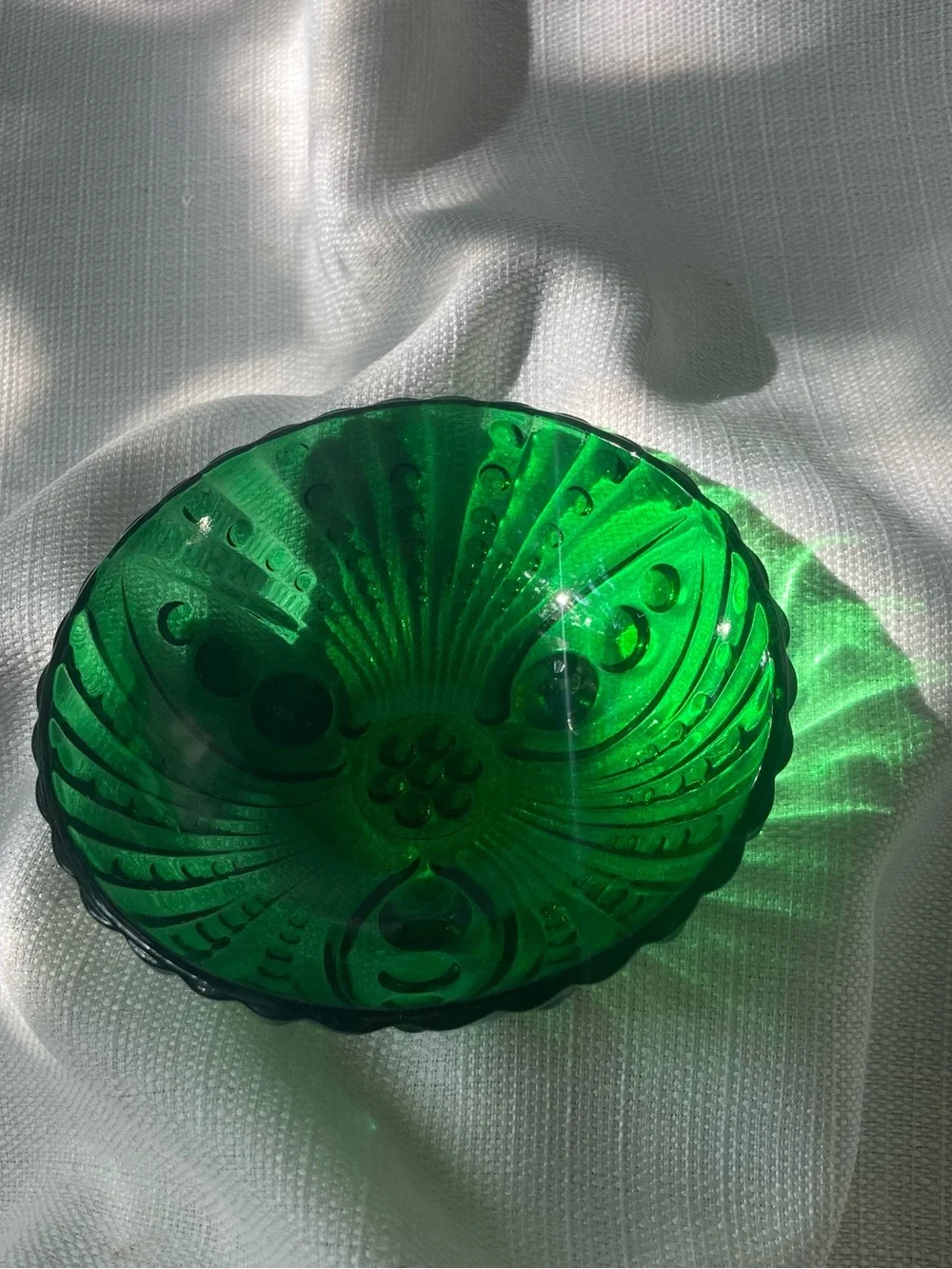 Vintage Anchor Hocking Burple Inspiration Green Glass Small Dessert Bowl!